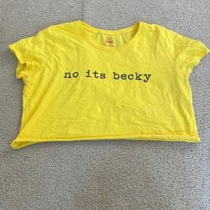 Taylor Swift inspired “No it’s becky” top, Yellow, cropped